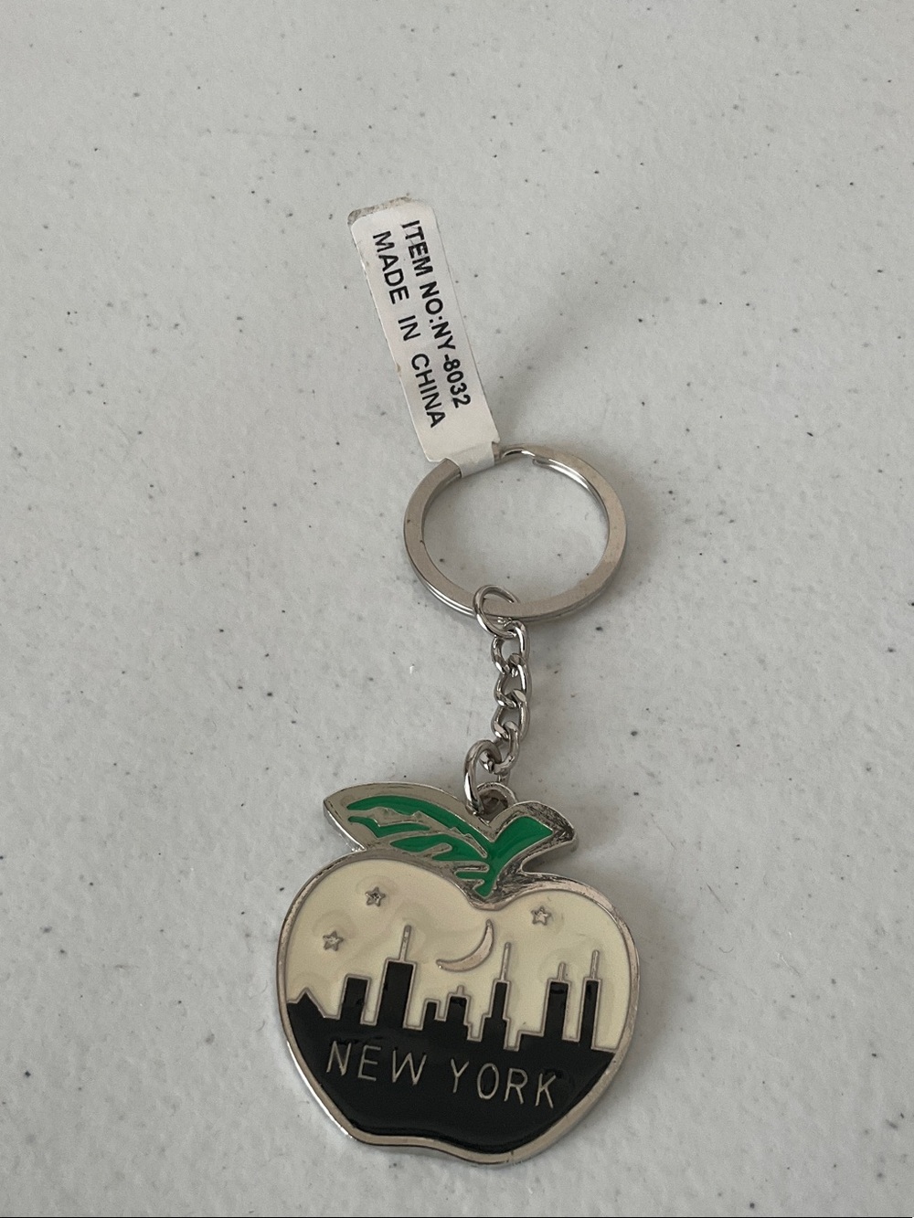 Textured Metallic Apple Keychain - Silver